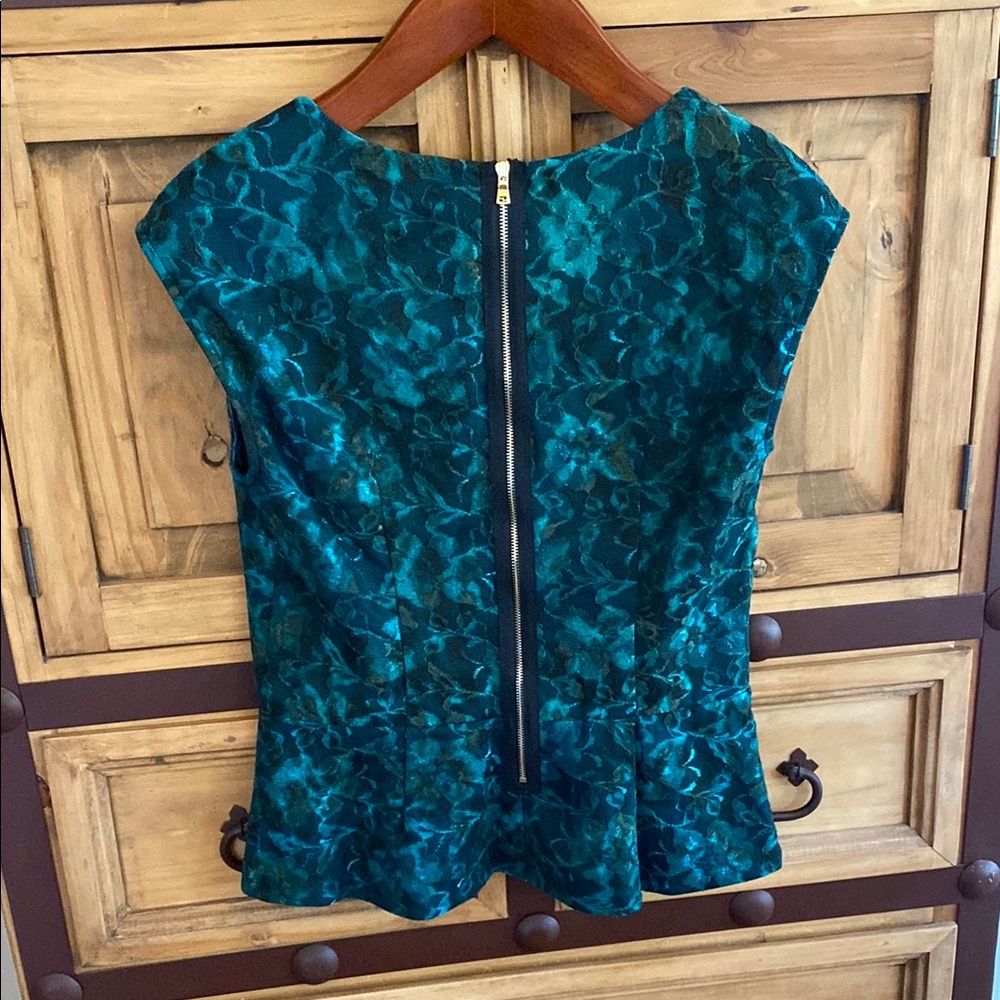 Ann Taylor Blue and Black Peplum Blouse - Picture 10 of 14
